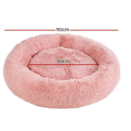i.Pet Pet Bed Dog Cat 110cm Calming Extra Large Soft Plush Pink.