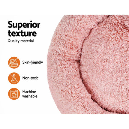 i.Pet Pet Bed Dog Cat 110cm Calming Extra Large Soft Plush Pink.