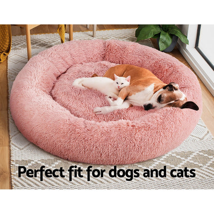 i.Pet Pet Bed Dog Cat 110cm Calming Extra Large Soft Plush Pink.