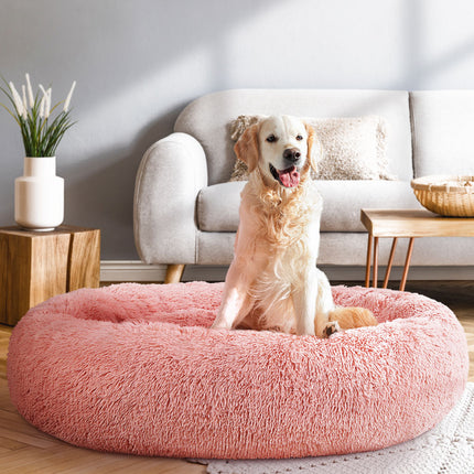 i.Pet Pet Bed Dog Cat 110cm Calming Extra Large Soft Plush Pink.