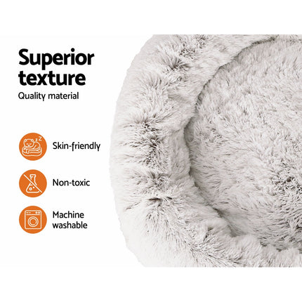 i.Pet Pet Bed Dog Cat 110cm Calming Extra Large Soft Plush White Brown.