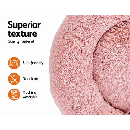 i.Pet Pet Bed Dog Cat 90cm Large Calming Soft Plush Pink.