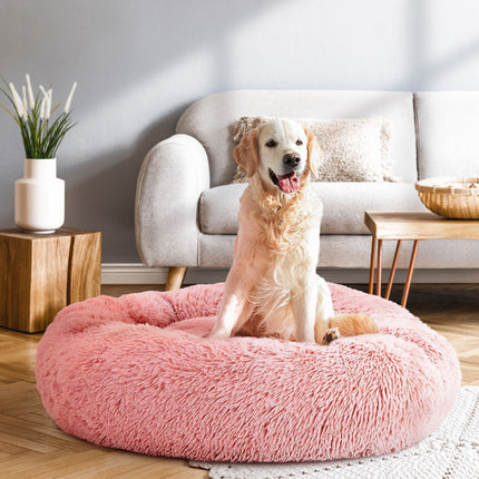 i.Pet Pet Bed Dog Cat 90cm Large Calming Soft Plush Pink.