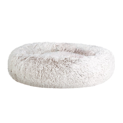 i.Pet Pet Bed Dog Cat 90cm Large Calming Soft Plush White Brown.