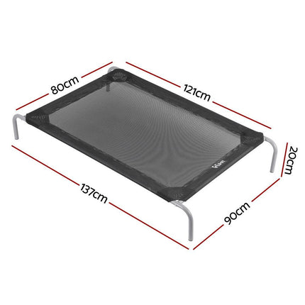 i.Pet Pet Dog Bed Elevated Trampoline Durable Raised Heavy Duty Large Dogs 90x137cm Black.