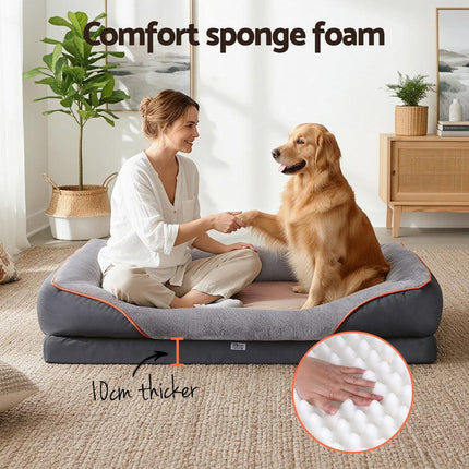 i.Pet Pet Bed Orthopedic Washable Dog Bed Plush Fleece Sofa Cushion Mat.