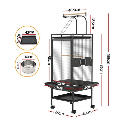 i.Pet Bird Cage Large Cages 155cm Parrot Aviary Stand-Alone Budgie Wheels Castor.