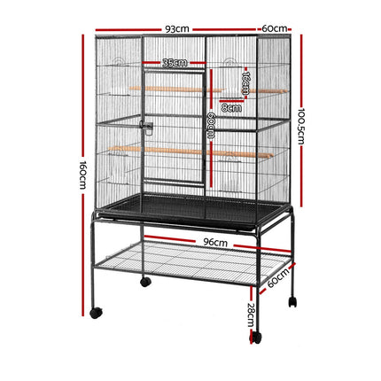 i.Pet Bird Cage Large Cages 160cm Parrot Aviary Stand-Alone Budgie Wheels Castor.
