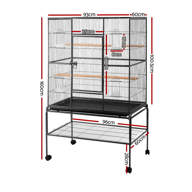 i.Pet Bird Cage Large Cages 160cm Parrot Aviary Stand-Alone Budgie Wheels Castor.