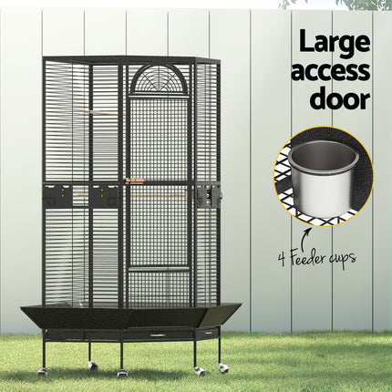 i.Pet Bird Cage Large Jumbo Aviary Budgie Perch Cage Parrot Stand Wheels Corner.