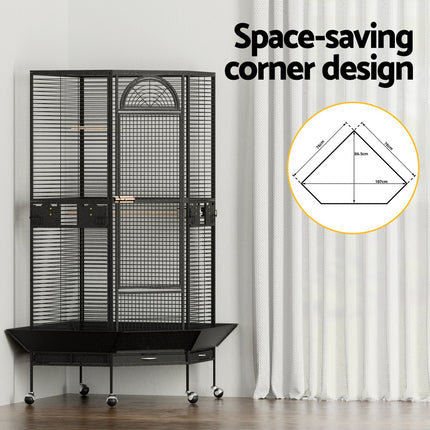 i.Pet Bird Cage Large Jumbo Aviary Budgie Perch Cage Parrot Stand Wheels Corner.