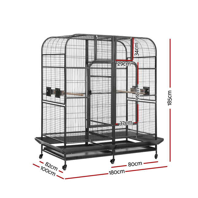 i.Pet Bird Cage Extra Large Aviary 185cm Pet Parrot Cage Castor Wheel Removable Divider.