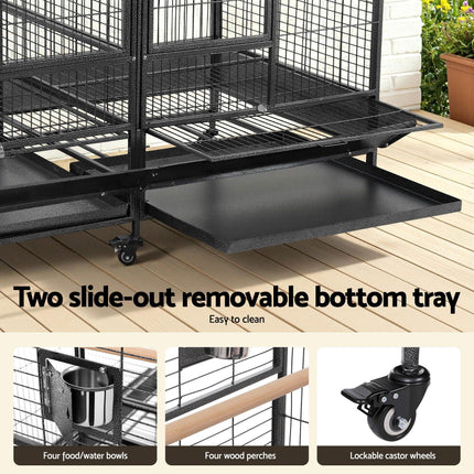 i.Pet Bird Cage Extra Large Aviary 185cm Pet Parrot Cage Castor Wheel Removable Divider.