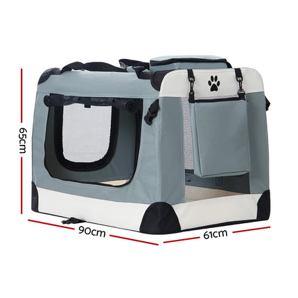 i.Pet Pet Carrier Soft Crate Dog Cat Travel 90x61CM Portable Foldable Car 2XL.