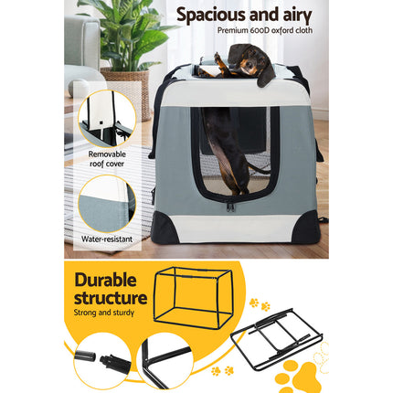 i.Pet Pet Carrier Soft Crate Dog Cat Travel 90x61CM Portable Foldable Car 2XL.