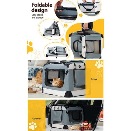 i.Pet Pet Carrier Soft Crate Dog Cat Travel 90x61CM Portable Foldable Car 2XL.