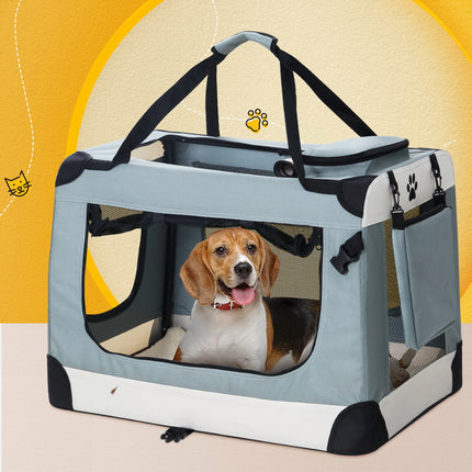 i.Pet Pet Carrier Soft Crate Dog Cat Travel 90x61CM Portable Foldable Car 2XL.