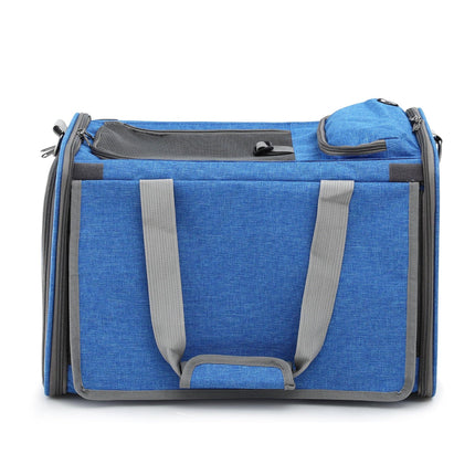 i.Pet Pet Carrier Bag Foldable Dog Cat Durable Crate Travel Cage Portable Car Kennel Blue.