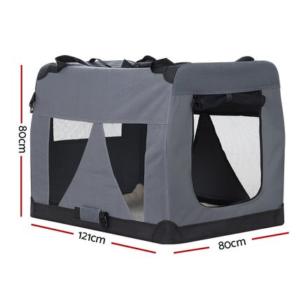 i.Pet Pet Carrier Soft Crate Dog Cat Travel 121x80CM Portable Foldable Car 4XL.