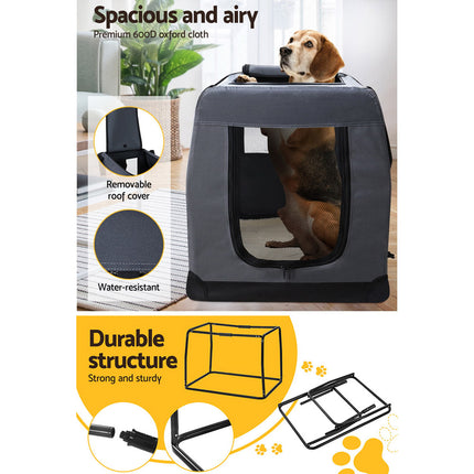 i.Pet Pet Carrier Soft Crate Dog Cat Travel 121x80CM Portable Foldable Car 4XL.