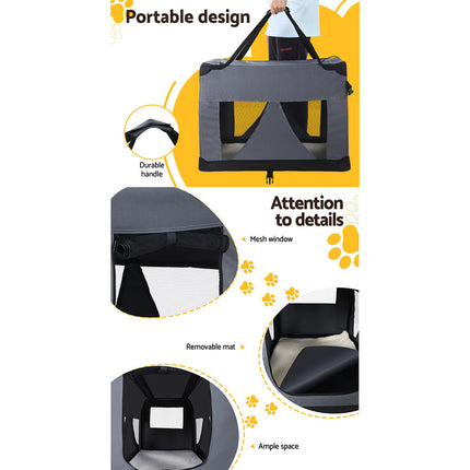 i.Pet Pet Carrier Soft Crate Dog Cat Travel 121x80CM Portable Foldable Car 4XL.
