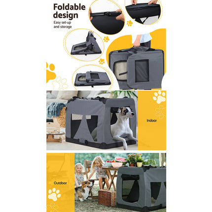 i.Pet Pet Carrier Soft Crate Dog Cat Travel 121x80CM Portable Foldable Car 4XL.