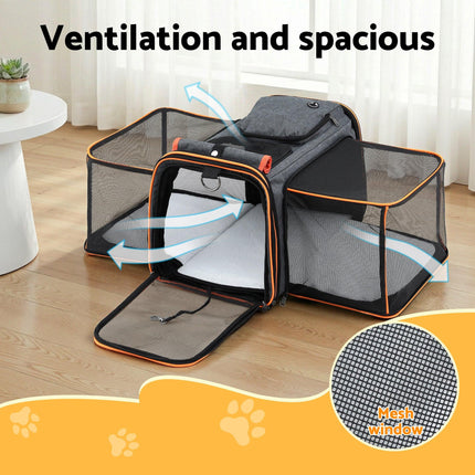 i.Pet Pet Carrier Bag Foldable Expandable Dog Cat Travel Cage Portable Car Kennel.