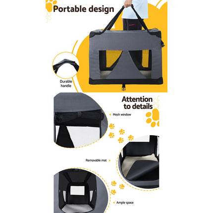 i.Pet Pet Carrier Soft Crate Dog Cat Travel 60x42CM Portable Foldable Car M.