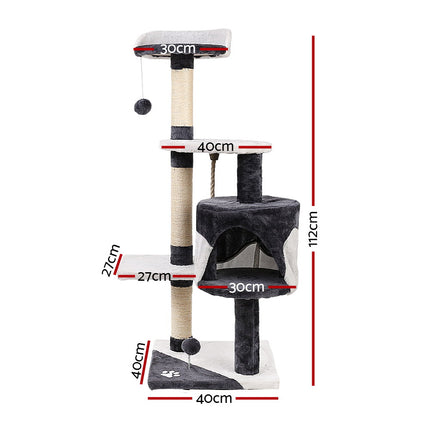i.Pet Cat Tree 112cm Tower Scratching Post Scratcher Wood Condo House Furniture.