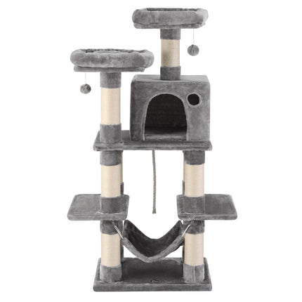 i.Pet Cat Tree 145cm Tower Scratching Post Trees Scratcher Condo House Light Grey.