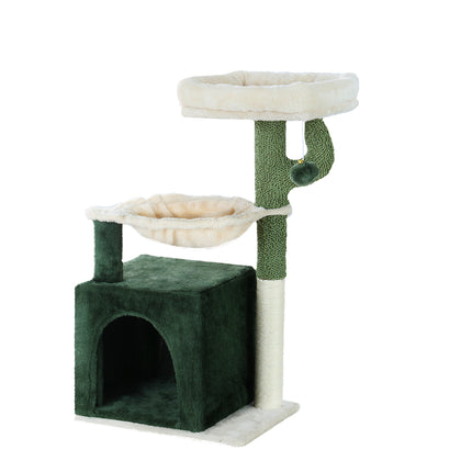 i.Pet Cat Tree 78cm Scratching Post Tower Scratcher Wood Condo House Bed Toys Green.