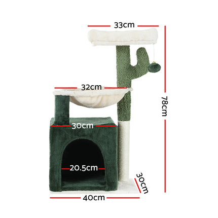 i.Pet Cat Tree 78cm Scratching Post Tower Scratcher Wood Condo House Bed Toys Green.