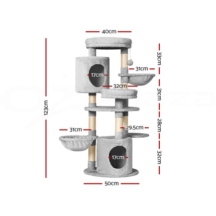 i.Pet Cat Tree 123cm Tower Scratching Post Scratcher Wood Condo House Bed Toys.