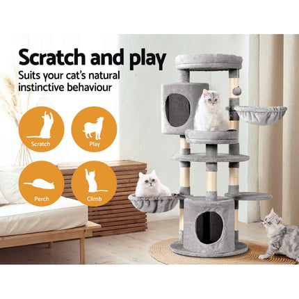 i.Pet Cat Tree 123cm Tower Scratching Post Scratcher Wood Condo House Bed Toys.