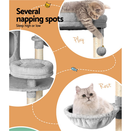 i.Pet Cat Tree 123cm Tower Scratching Post Scratcher Wood Condo House Bed Toys.