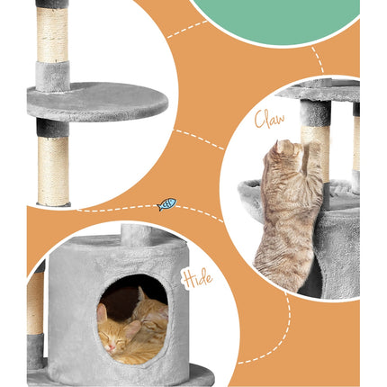i.Pet Cat Tree 123cm Tower Scratching Post Scratcher Wood Condo House Bed Toys.