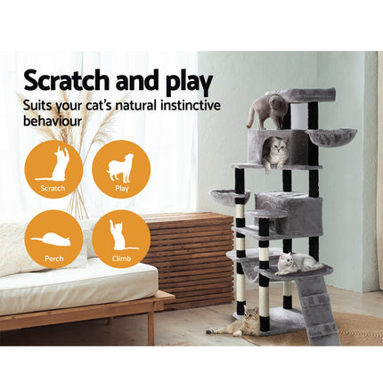 i.Pet Cat Tree 161cm Tower Scratching Post Scratcher Wood Condo House Play Bed.