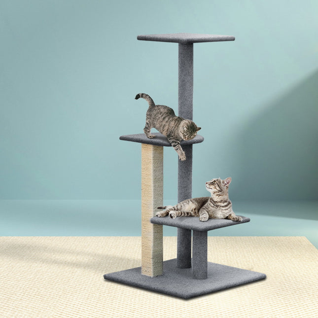 i.Pet Cat Tree 124cm Scratching Post Tower Scratcher Trees Wood Condo Board.