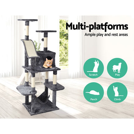 i.Pet Cat Tree 171cm Tower Scratching Post Scratcher Wooden Condo House Bed Toys.