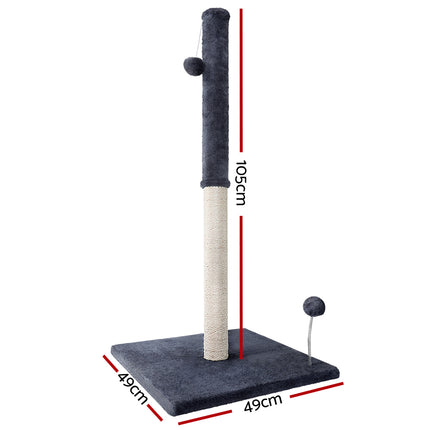 i.Pet Cat Tree 105cm Scratching Post Scratcher Tower Condo House Hanging toys Grey.