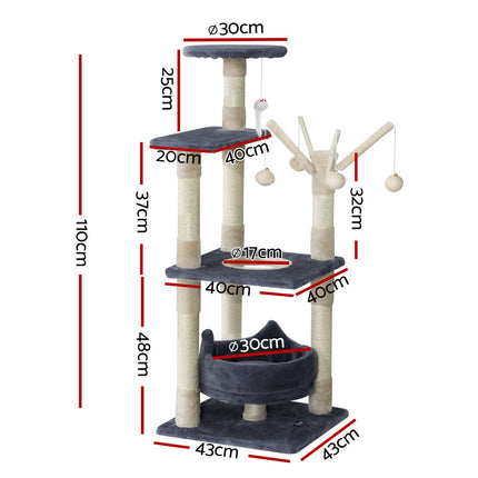 i.Pet Cat Tree 110cm Tower Scratching Post Scratcher Wood Condo House Bed Toys.