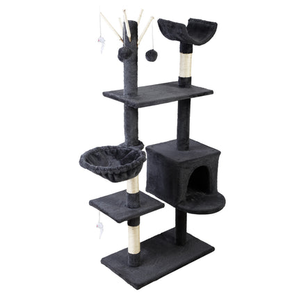i.Pet Cat Tree 140cm Tower Scratching Post Scratcher Trees Toys Condo Bed Grey.
