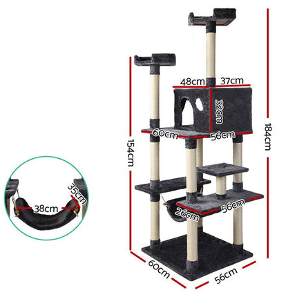 i.Pet Cat Tree 184cm Tower Scratching Post Scratcher Wood Trees Condo Bed House.