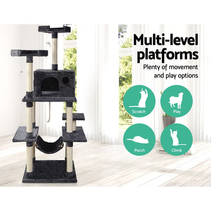 i.Pet Cat Tree 184cm Tower Scratching Post Scratcher Wood Trees Condo Bed House.