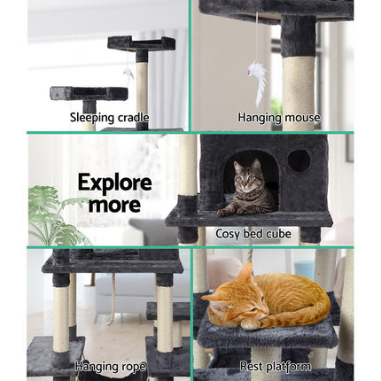 i.Pet Cat Tree 184cm Tower Scratching Post Scratcher Wood Trees Condo Bed House.