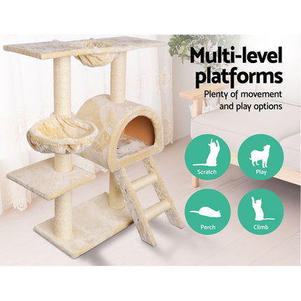 i.Pet Cat Tree 100cm Tower Scratching Post Scratcher Condo House Trees Bed Beige.