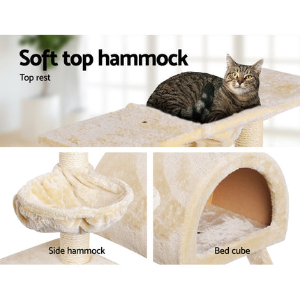 i.Pet Cat Tree 100cm Tower Scratching Post Scratcher Condo House Trees Bed Beige.
