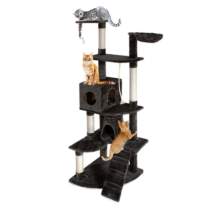 i.Pet Cat Tree 193cm Tower Scratching Post Scratcher Condo House Trees Grey.