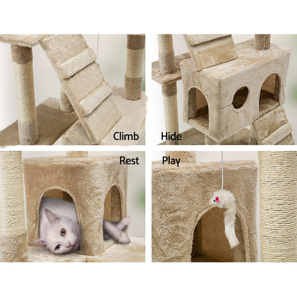 i.Pet Cat Tree 180cm Tower Scratching Post Scratcher Wood Condo House Toys Beige.