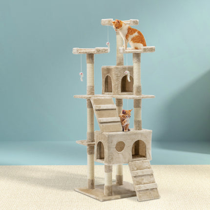 i.Pet Cat Tree 180cm Tower Scratching Post Scratcher Wood Condo House Toys Beige.